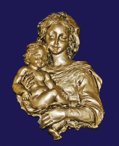 Bronze Tone Madonna and Child Plaque